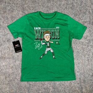 500 Level Zach Wilson T-Shirt Youth Medium Green Graphic NFLPA Football Tee